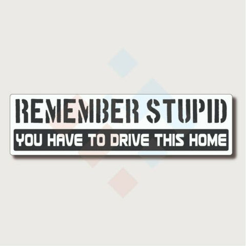 Remember Stupid You Have To Drive This Home Sticker
