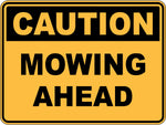 Caution Mowing Ahead Sticker