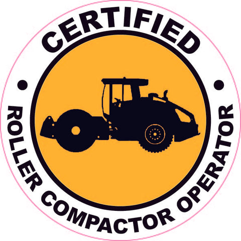 Certified Roller Compactor Operator Hard Hat Sticker