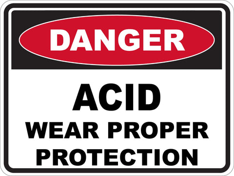 Danger Acid Wear Proper Protection Sticker