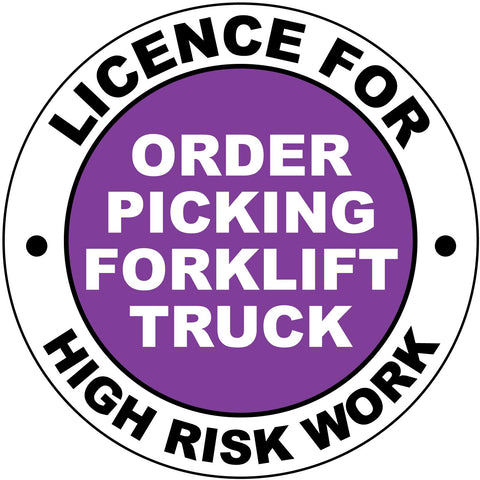Licence For Order Picking Forklift Truck Hard Hat Sticker