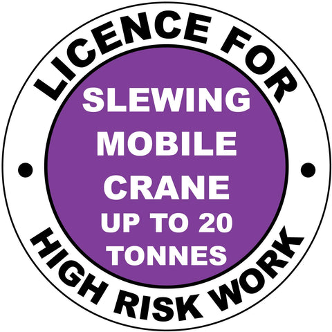 Licence For Slewing Mobile Crane Up To 20 Tonnes Hard Hat Sticker
