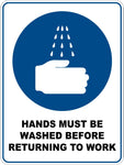 Mandatory Hands Must Be Washed Before Returning To Work Sticker