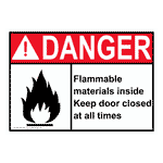 Danger Flammable Materials Inside Keep Door Closed At All Times Sticker