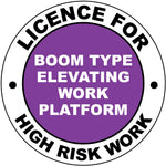 Licence For Boom Type Elevating Work Platform Hard Hat Sticker