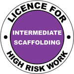 Licence For Intermediate Scaffolding Hard Hat Sticker