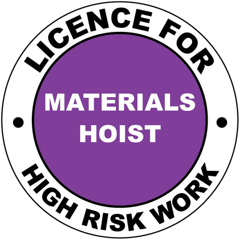 Licence For Materials Hoist Hard Hat Sticker