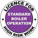 Licence For Standard Boiler Operation Hard Hat Sticker