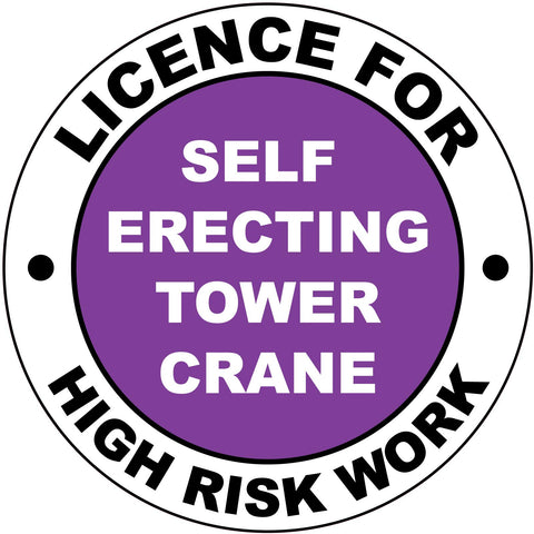 Licence For Self Erecting Tower Crane Hard Hat Sticker