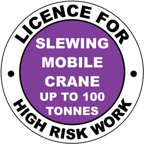 Licence For Slewing Mobile Crane Up To 100 Tonnes Hard Hat Sticker