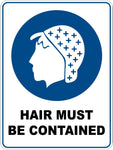 Mandatory Hair Must Be Contained Sticker